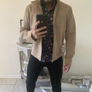 Men's EXPRESS Light Brown Faux Suede Biker Jacket size SMALL (36-38)